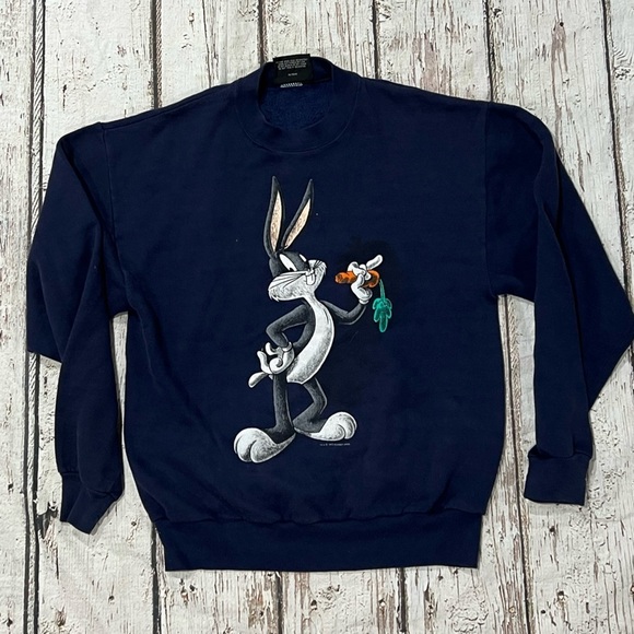 Vintage Bugs Bunny Looney Tunes 1980s Cartoon Graphic 80s Crewneck Sweatshirt - Picture 1 of 3